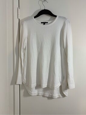 Cyrus White Long-Sleeve Crewneck Tunic Sweater